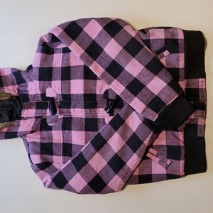 Girl's Pink Buffalo Plaid Hooded Coat